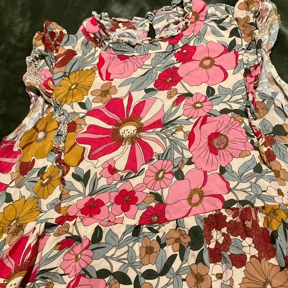 Floral Sleeveless Dress with Ruffle Details - Picture 3 of 3